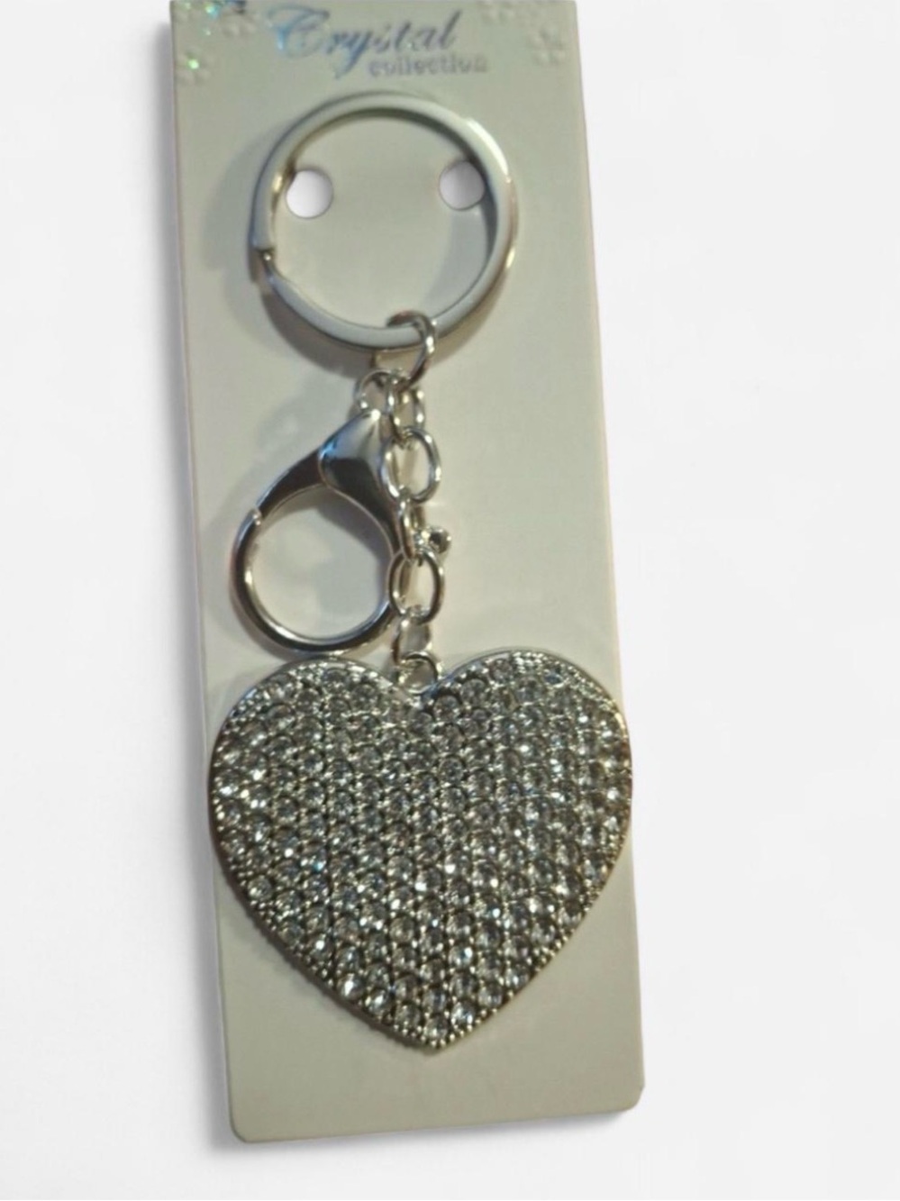 Sparkling Rhinestone Heart Charm - Silver